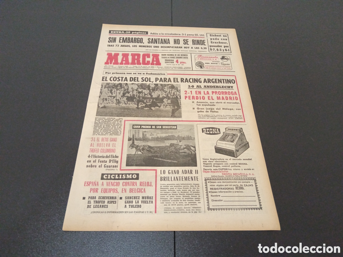 Coleccionismo deportivo: MARCA 19/08/1968 - Foto 1