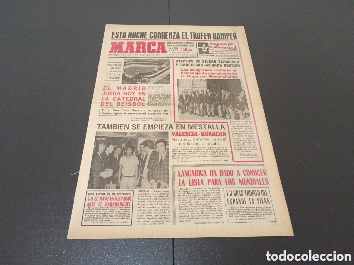 Coleccionismo deportivo: MARCA 21/08/1968 - Foto 1
