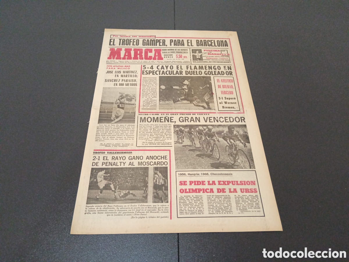 Coleccionismo deportivo: MARCA 23/08/1968 - Foto 1