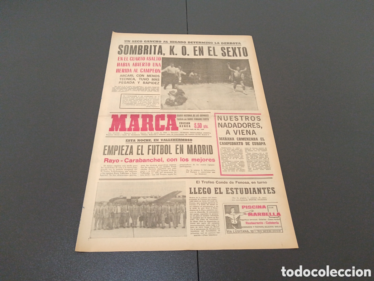 Coleccionismo deportivo: MARCA 14/08/1969 - Foto 1