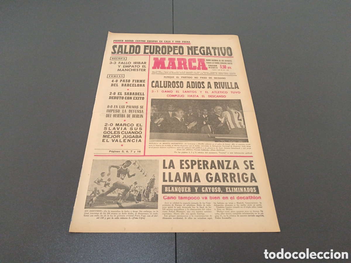 Coleccionismo deportivo: MARCA 18/09/1969 - Foto 1