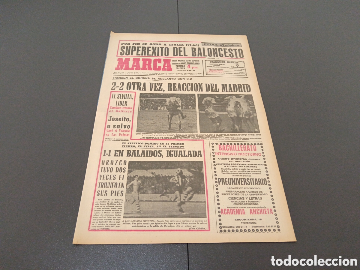 Coleccionismo deportivo: MARCA 06/10/1969 - Foto 1