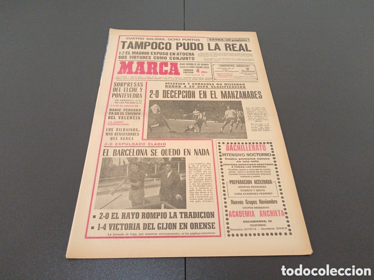 Coleccionismo deportivo: MARCA 27/10/1969 - Foto 1