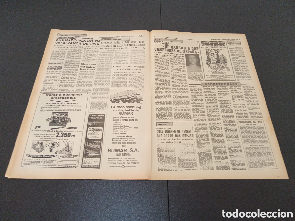 Coleccionismo deportivo: MARCA 17/11/1969 - Foto 9
