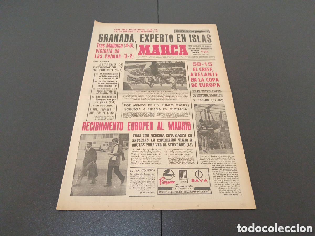 Coleccionismo deportivo: MARCA 17/11/1969 - Foto 1