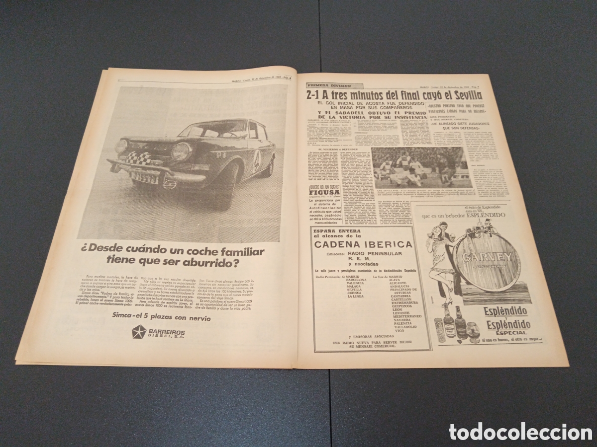 Coleccionismo deportivo: MARCA 15/12/1969 - Foto 4
