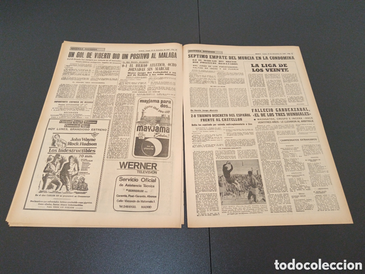 Coleccionismo deportivo: MARCA 22/12/1969 - Foto 9