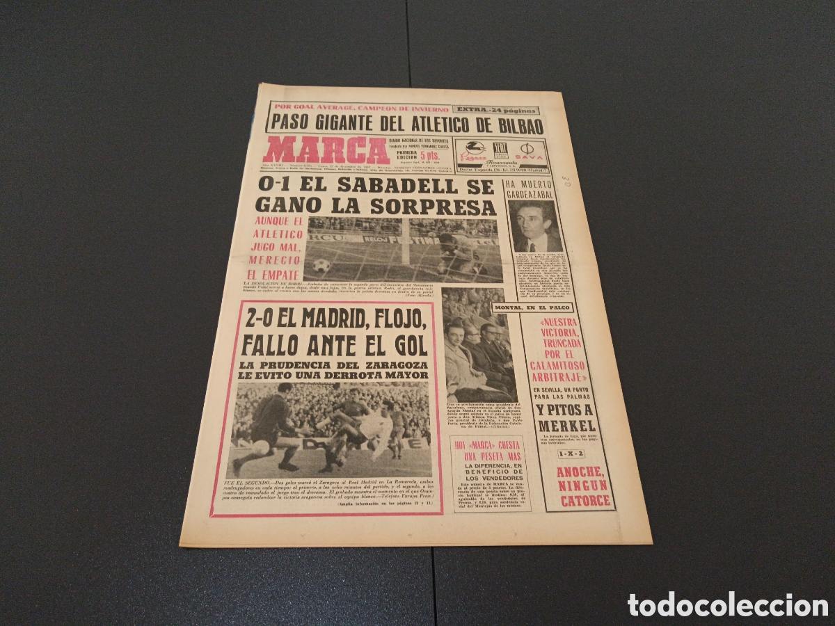 Coleccionismo deportivo: MARCA 22/12/1969 - Foto 1