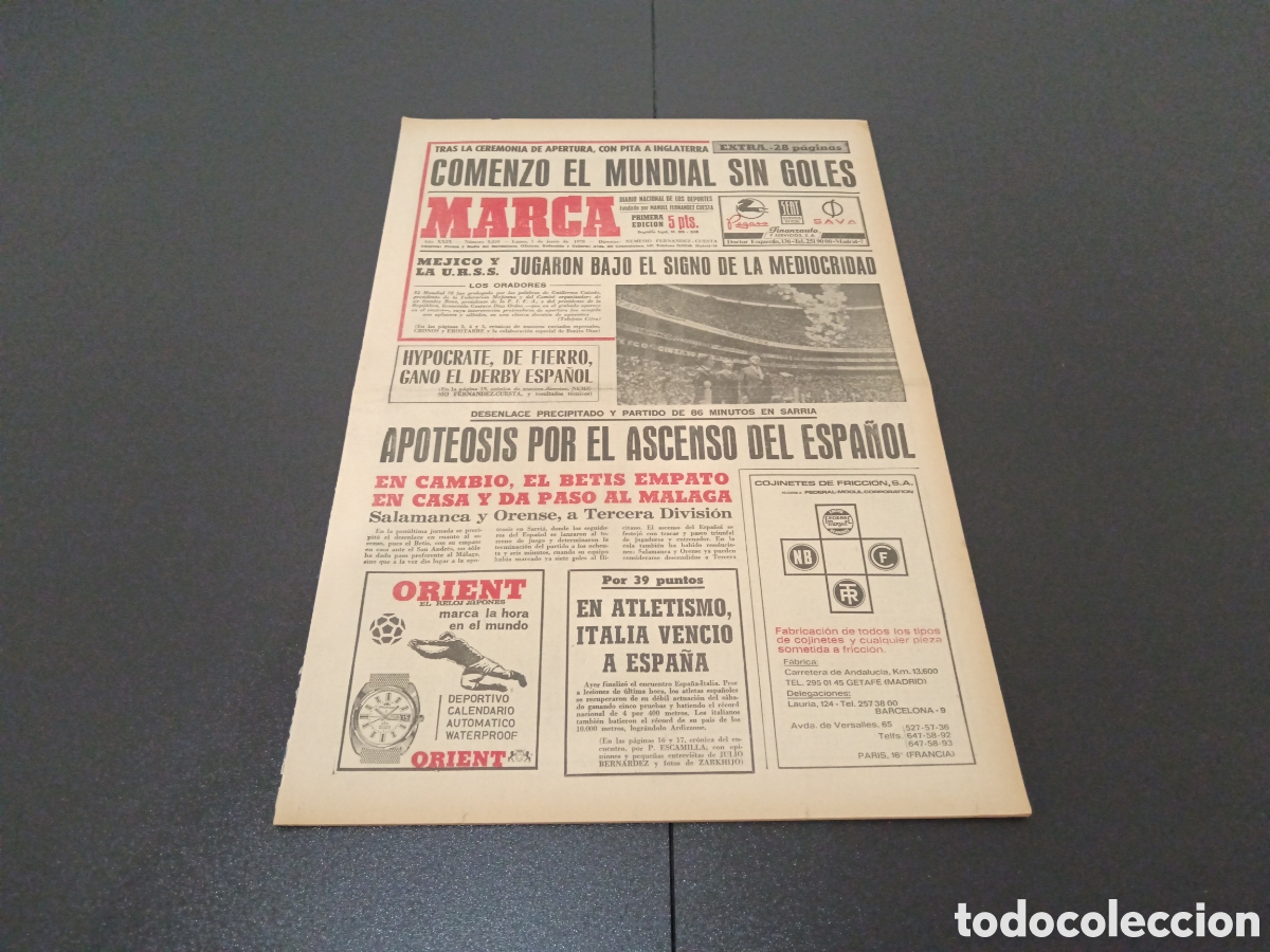 Coleccionismo deportivo: MARCA 01/06/1970 - Foto 1