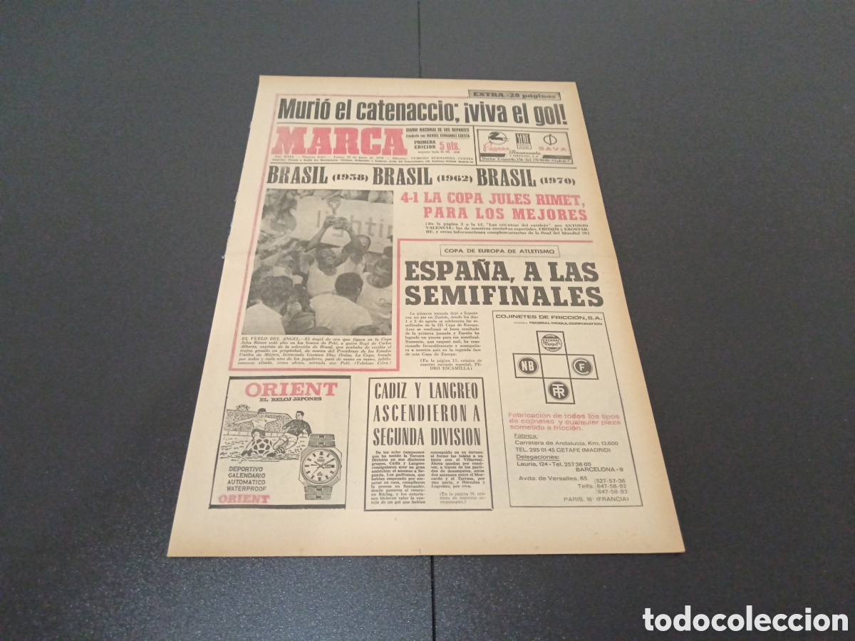 Coleccionismo deportivo: MARCA 22/06/1970 - Foto 1