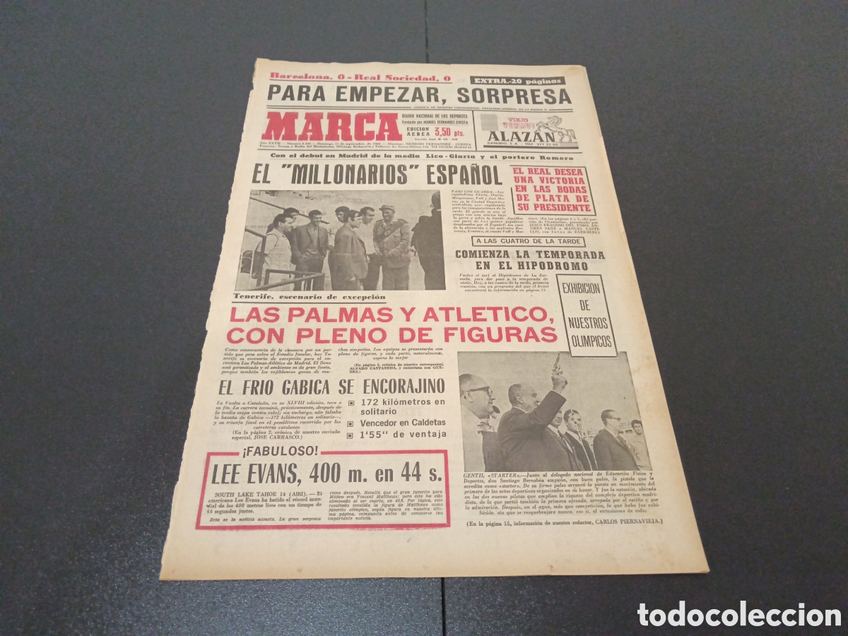 Coleccionismo deportivo: MARCA 15/09/1968 - Foto 1