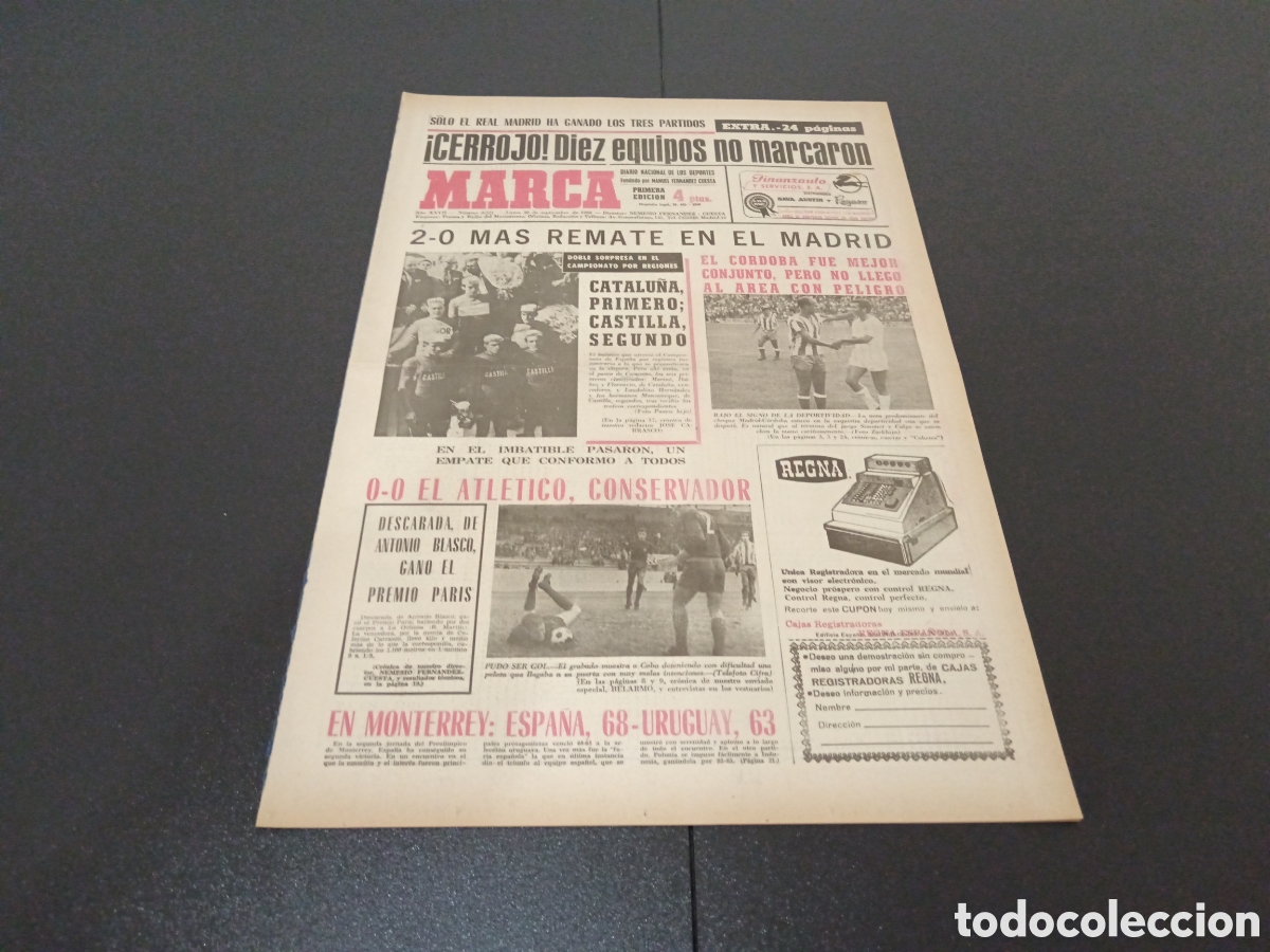 Coleccionismo deportivo: MARCA 30/09/1968 - Foto 1