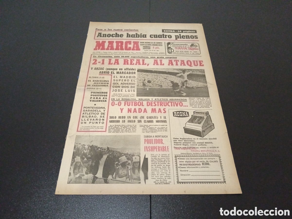 Coleccionismo deportivo: MARCA 04/11/1968 - Foto 1