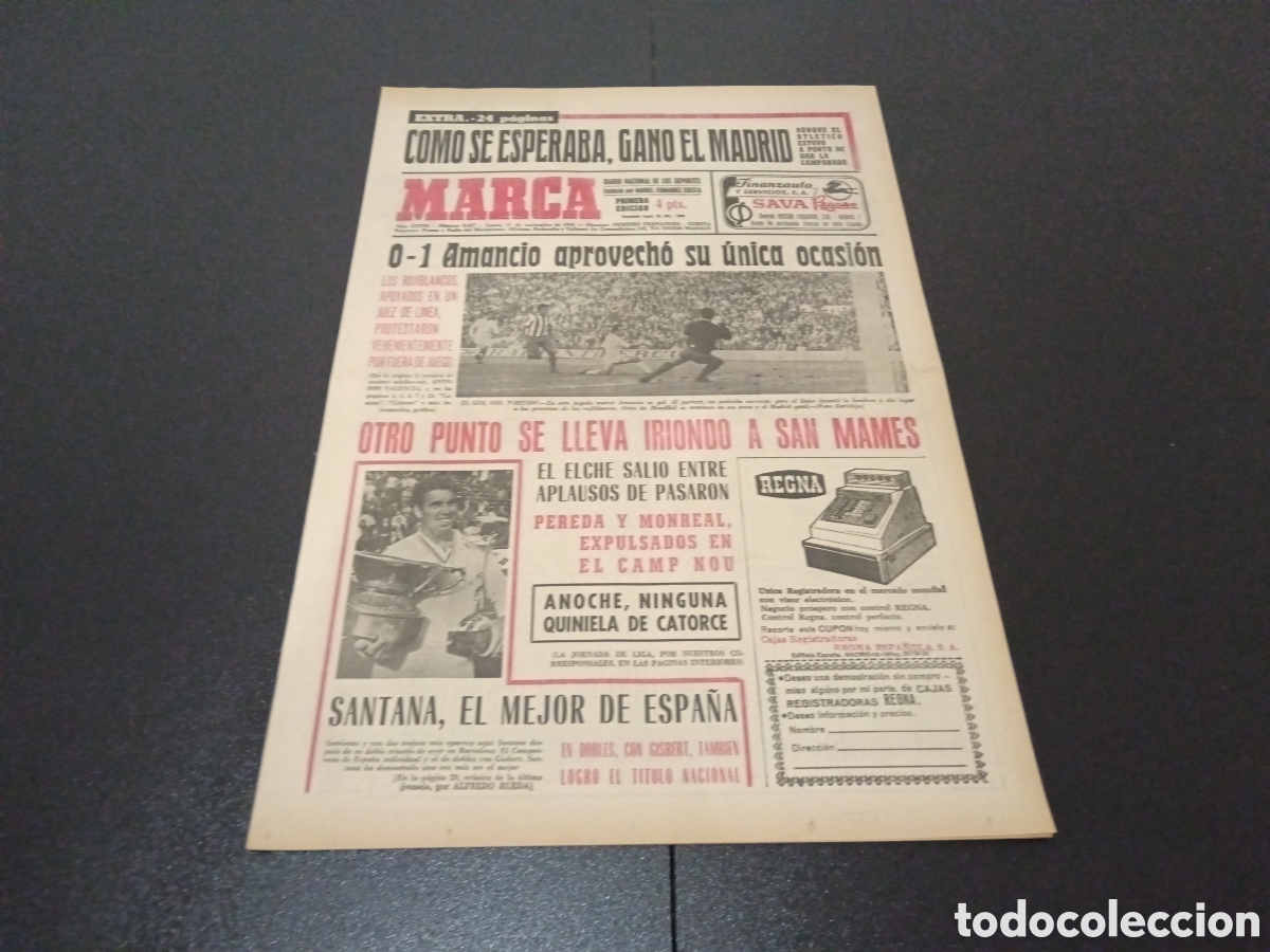 Coleccionismo deportivo: MARCA 11/11/1968 - Foto 1