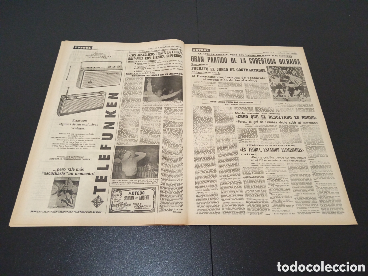 Coleccionismo deportivo: MARCA 21/11/1968 - Foto 4