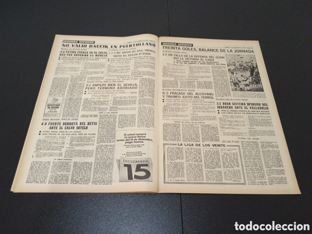 Coleccionismo deportivo: MARCA 02/12/1968 - Foto 8