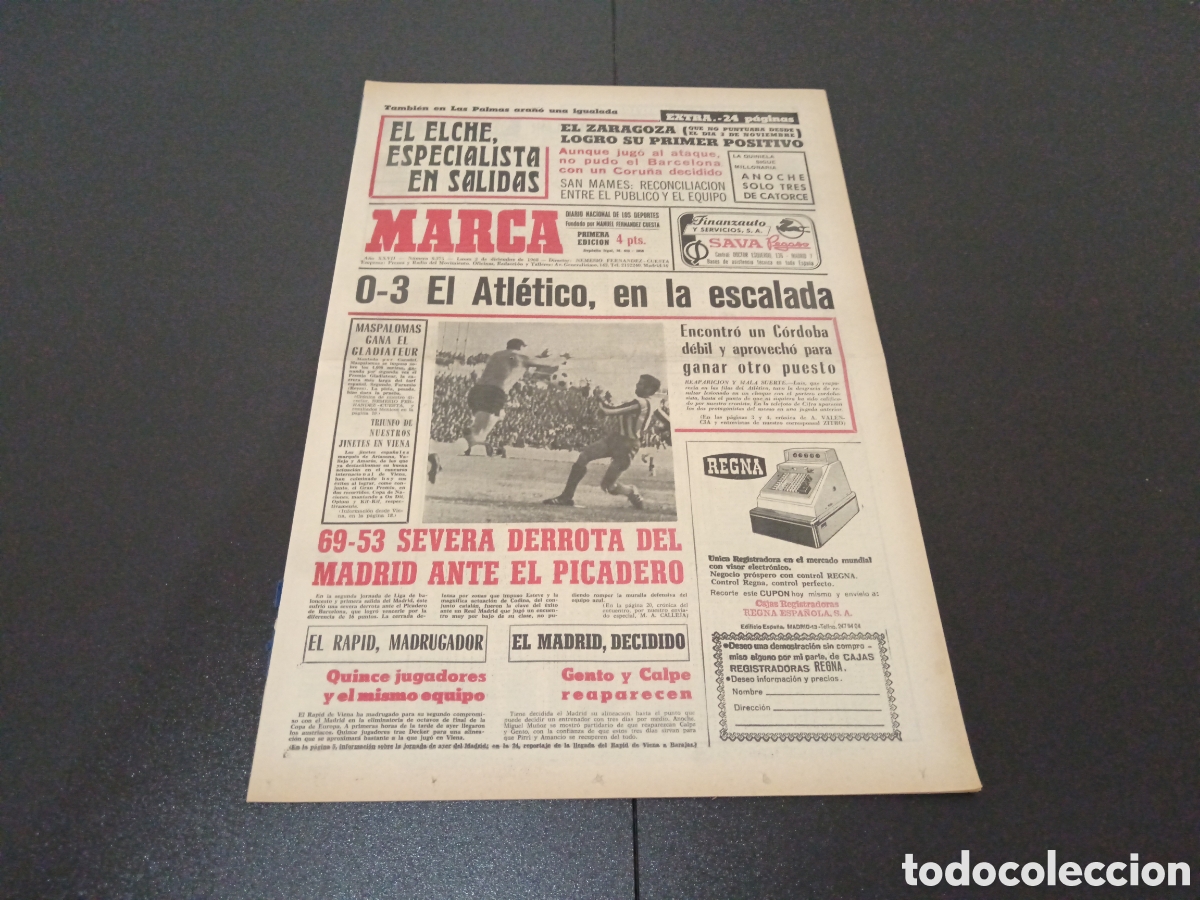 Coleccionismo deportivo: MARCA 02/12/1968 - Foto 1