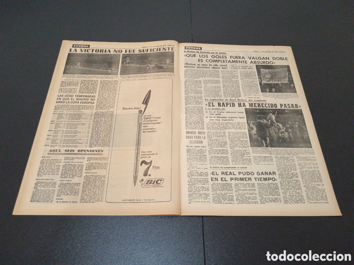 Coleccionismo deportivo: MARCA 05/12/1968 - Foto 3