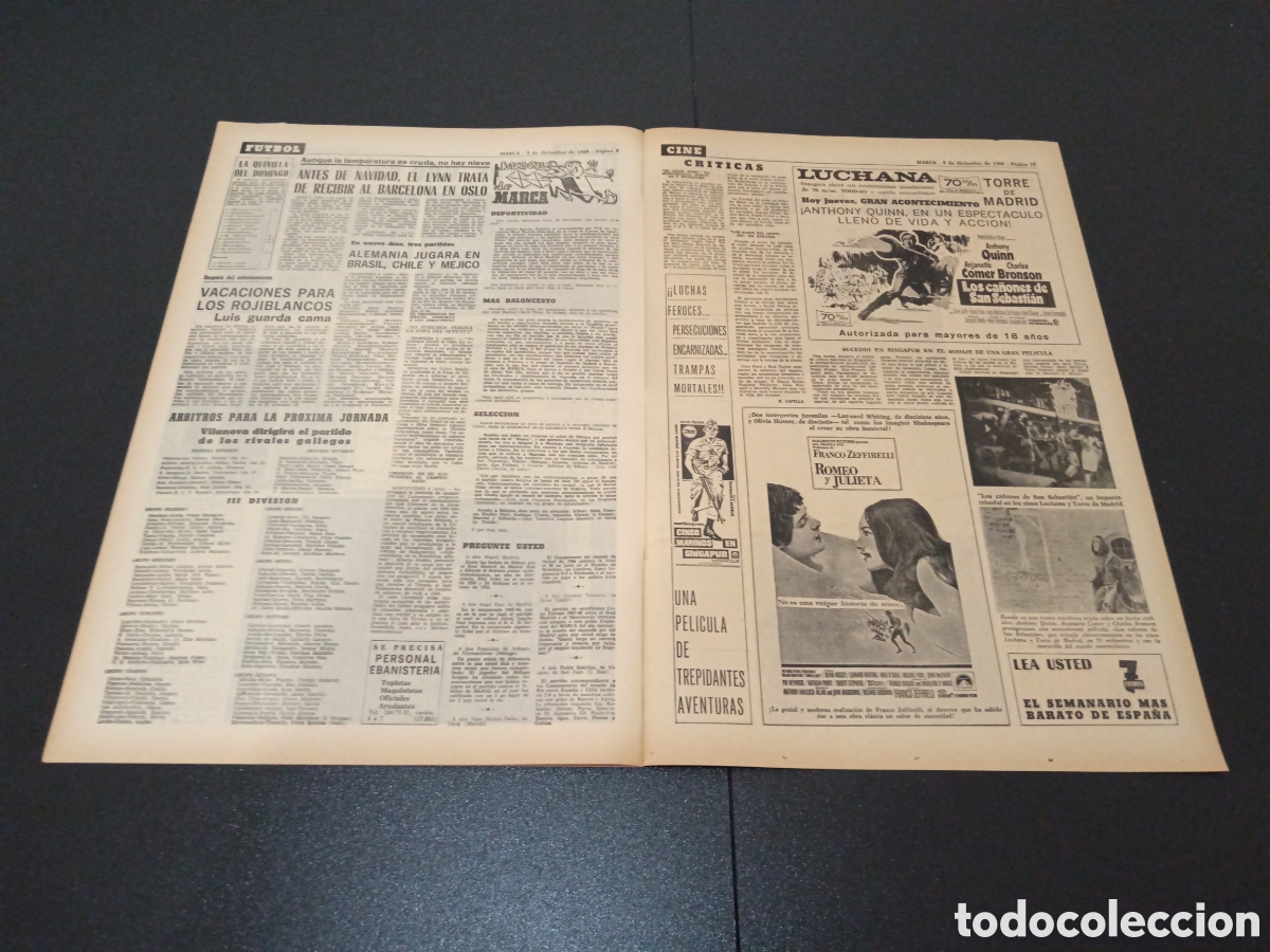 Coleccionismo deportivo: MARCA 05/12/1968 - Foto 5