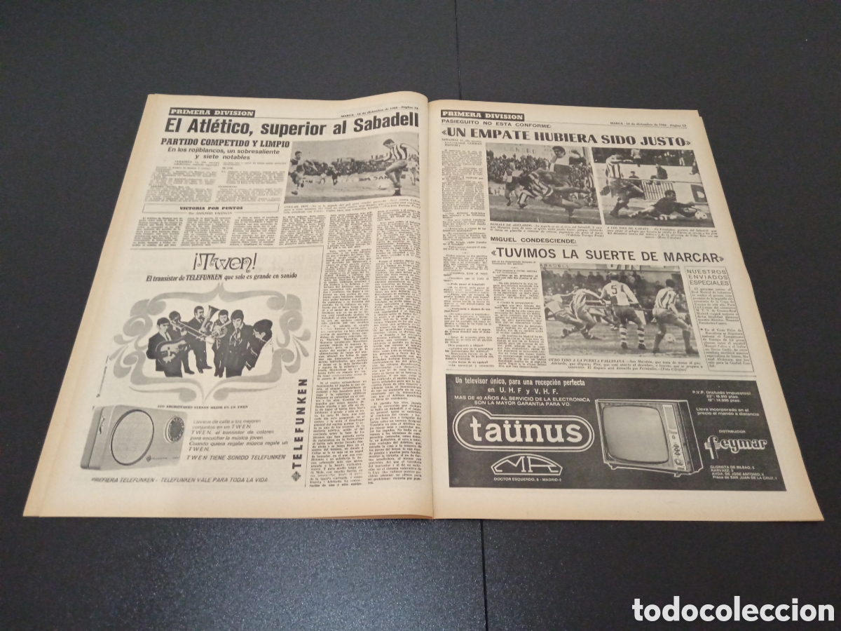 Coleccionismo deportivo: MARCA 16/12/1968 - Foto 6