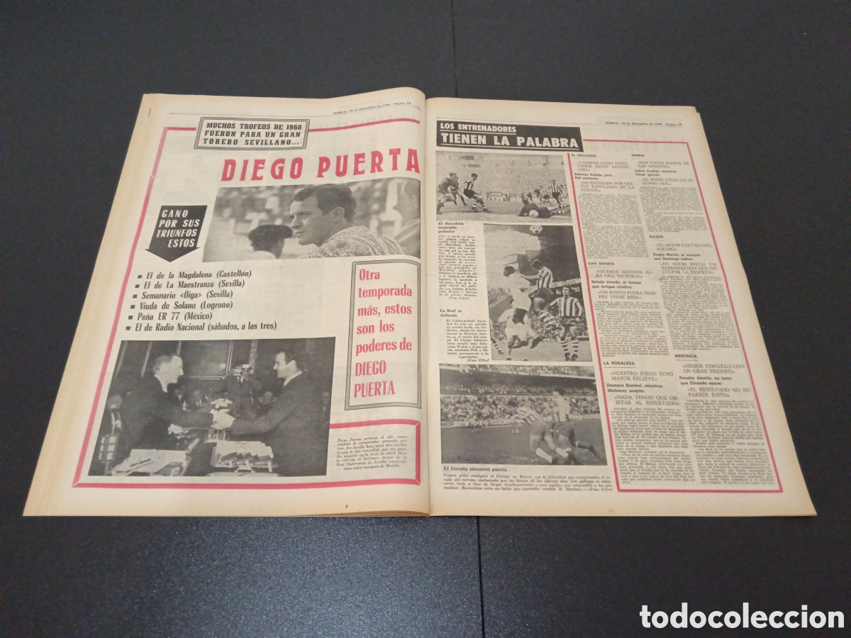 Coleccionismo deportivo: MARCA 16/12/1968 - Foto 7