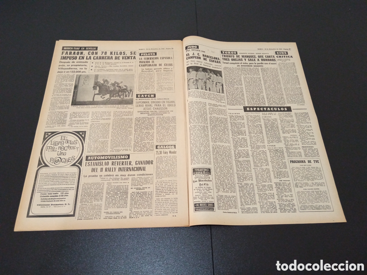 Coleccionismo deportivo: MARCA 16/12/1968 - Foto 11