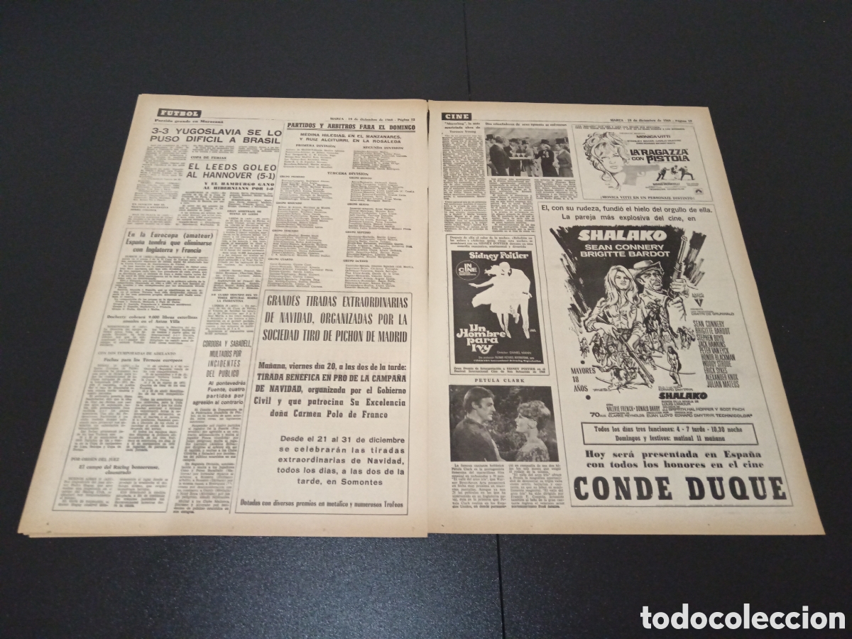 Coleccionismo deportivo: MARCA 19/12/1968 - Foto 6