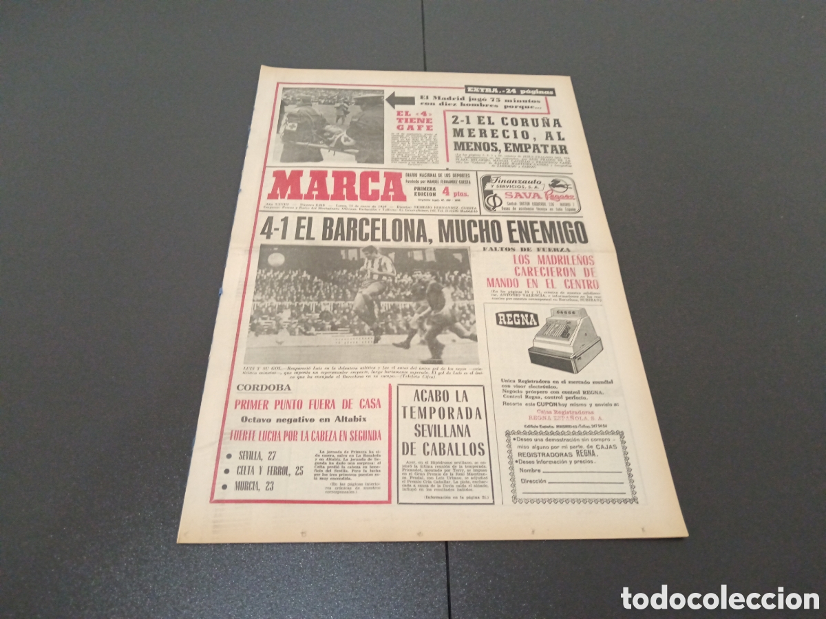 Coleccionismo deportivo: MARCA 13/01/1969 - Foto 1