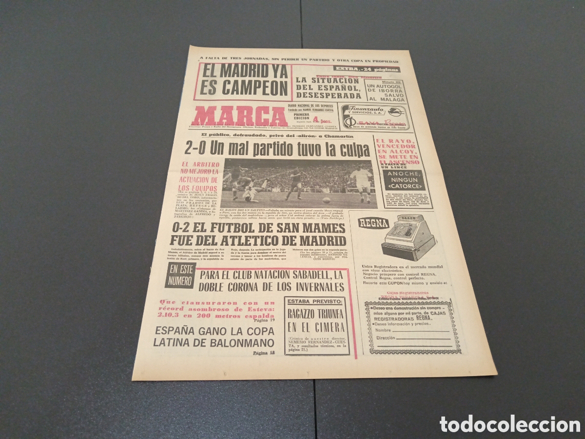 Coleccionismo deportivo: MARCA 31/03/1969 - Foto 1