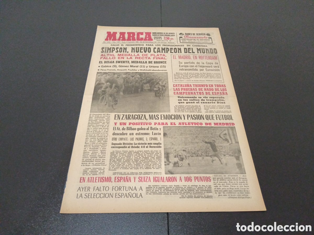 Coleccionismo deportivo: MARCA 06/09/1965 - Foto 1