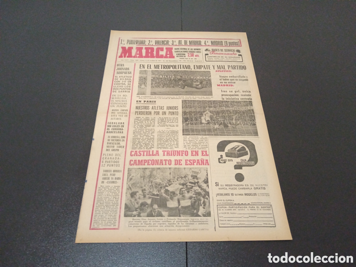 Coleccionismo deportivo: MARCA 11/10/1965 - Foto 1