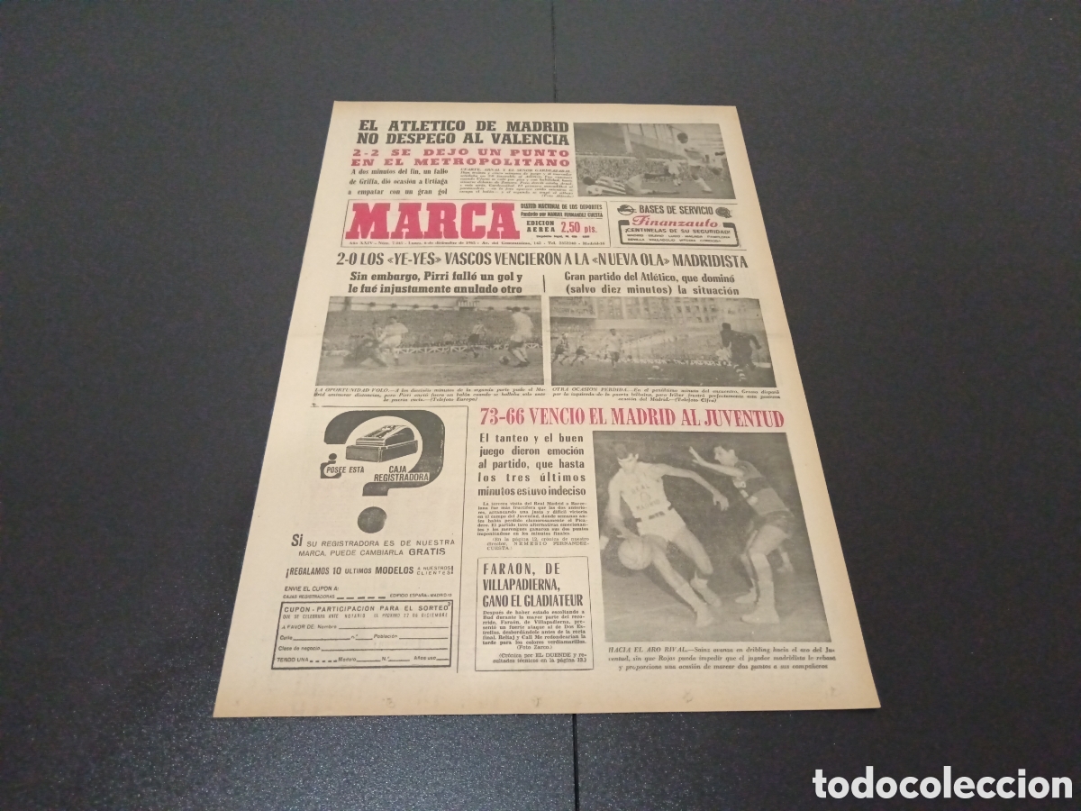 Coleccionismo deportivo: MARCA 06/12/1965 - Foto 1