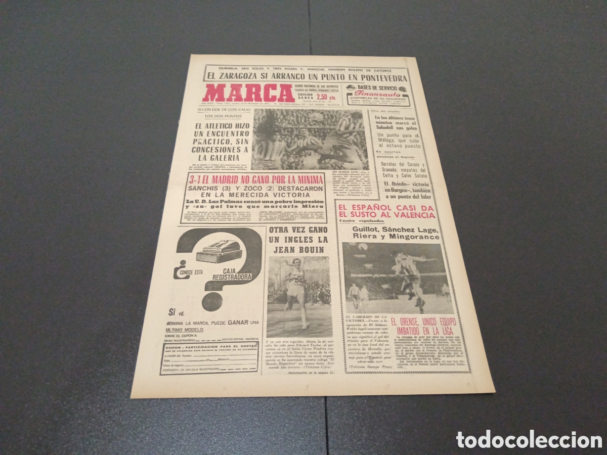 Coleccionismo deportivo: MARCA 13/12/1965 - Foto 1