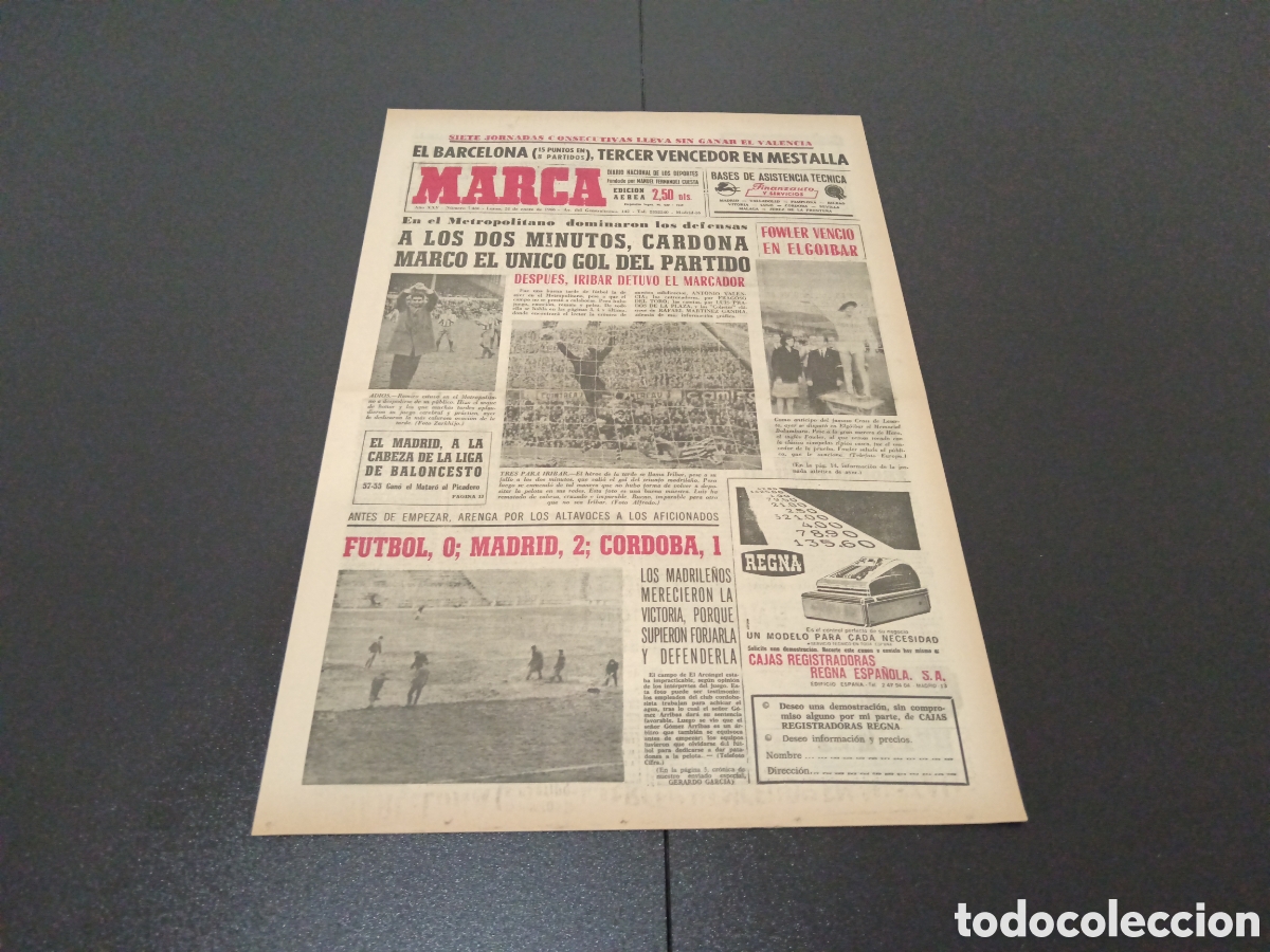 Coleccionismo deportivo: MARCA 24/01/1966 - Foto 1