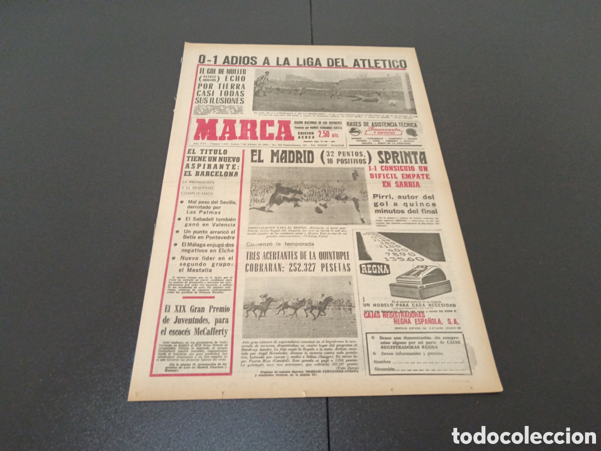 Coleccionismo deportivo: MARCA 07/02/1966 - Foto 1