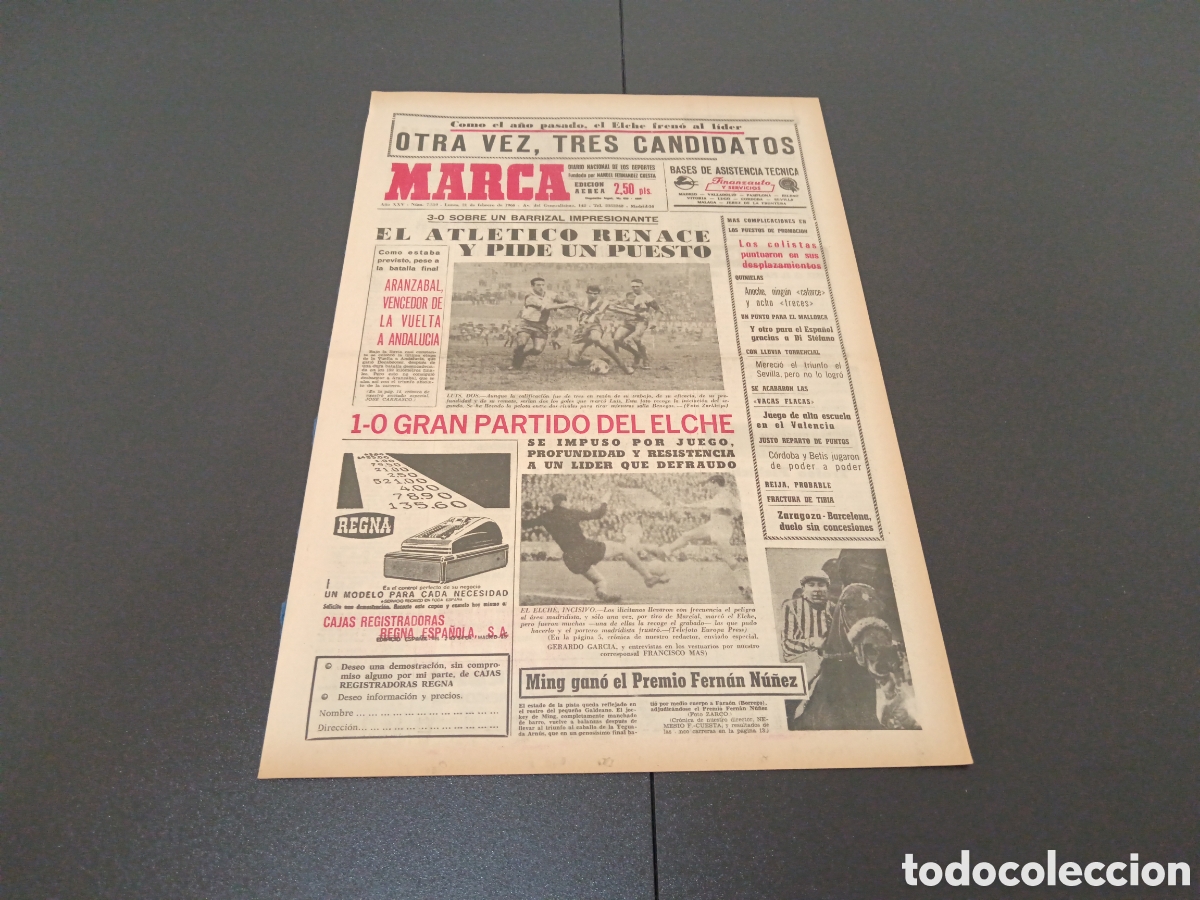 Coleccionismo deportivo: MARCA 21/02/1966 - Foto 1