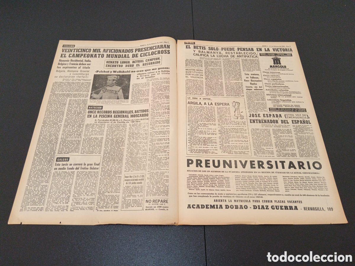 Coleccionismo deportivo: MARCA 27/02/1966 - Foto 2