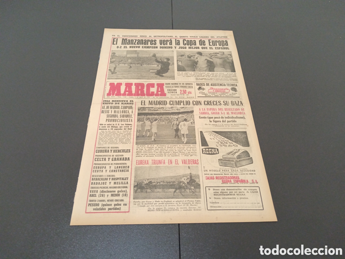 Coleccionismo deportivo: MARCA 04/04/1966 - Foto 1