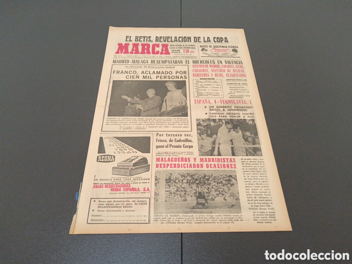 Coleccionismo deportivo: MARCA 02/05/1966 - Foto 1