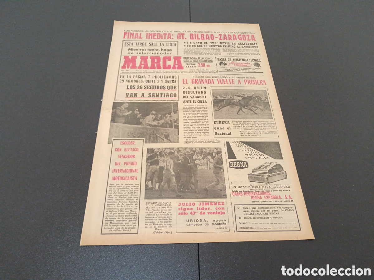 Coleccionismo deportivo: MARCA 23/05/1966 - Foto 1