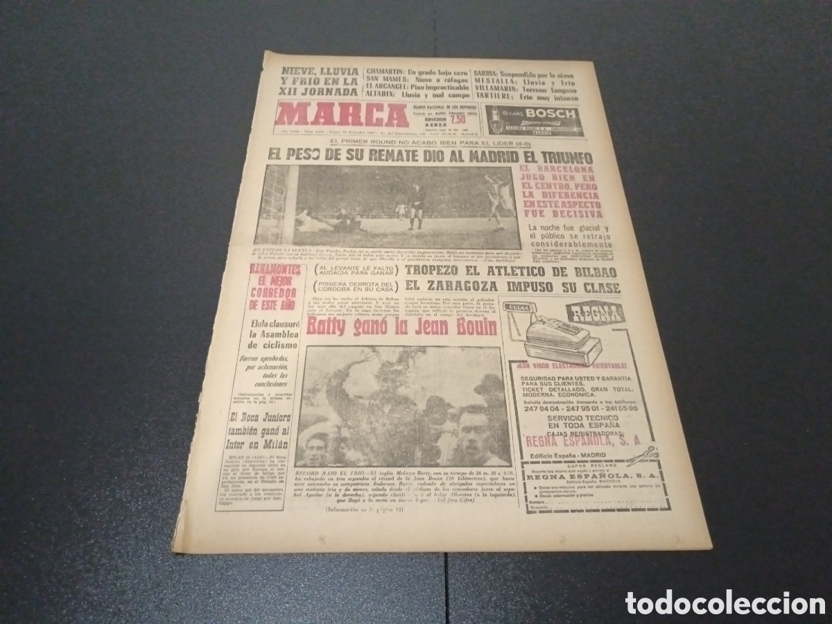 Coleccionismo deportivo: MARCA 16/12/1963 - Foto 1