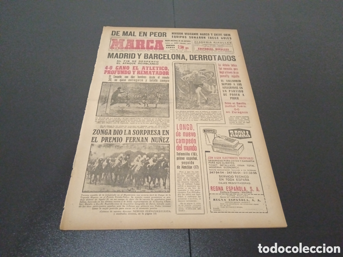 Coleccionismo deportivo: MARCA 17/02/1964 - Foto 1