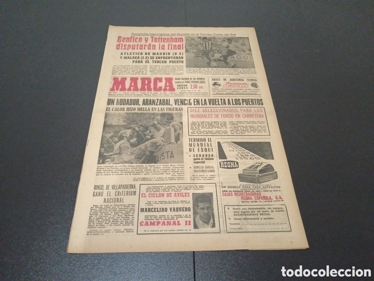 Coleccionismo deportivo: MARCA 15/08/1966 - Foto 1