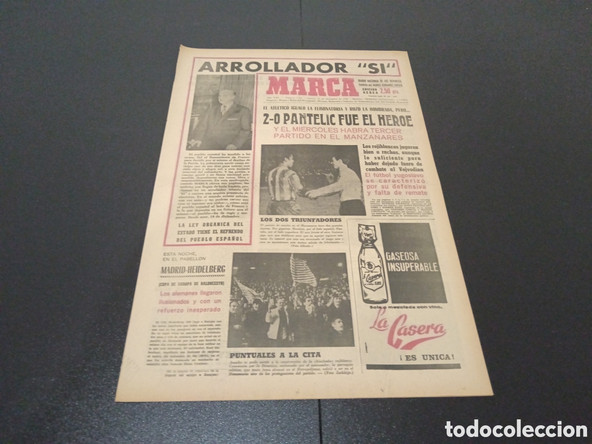 Coleccionismo deportivo: MARCA 15/12/1966 - Foto 1