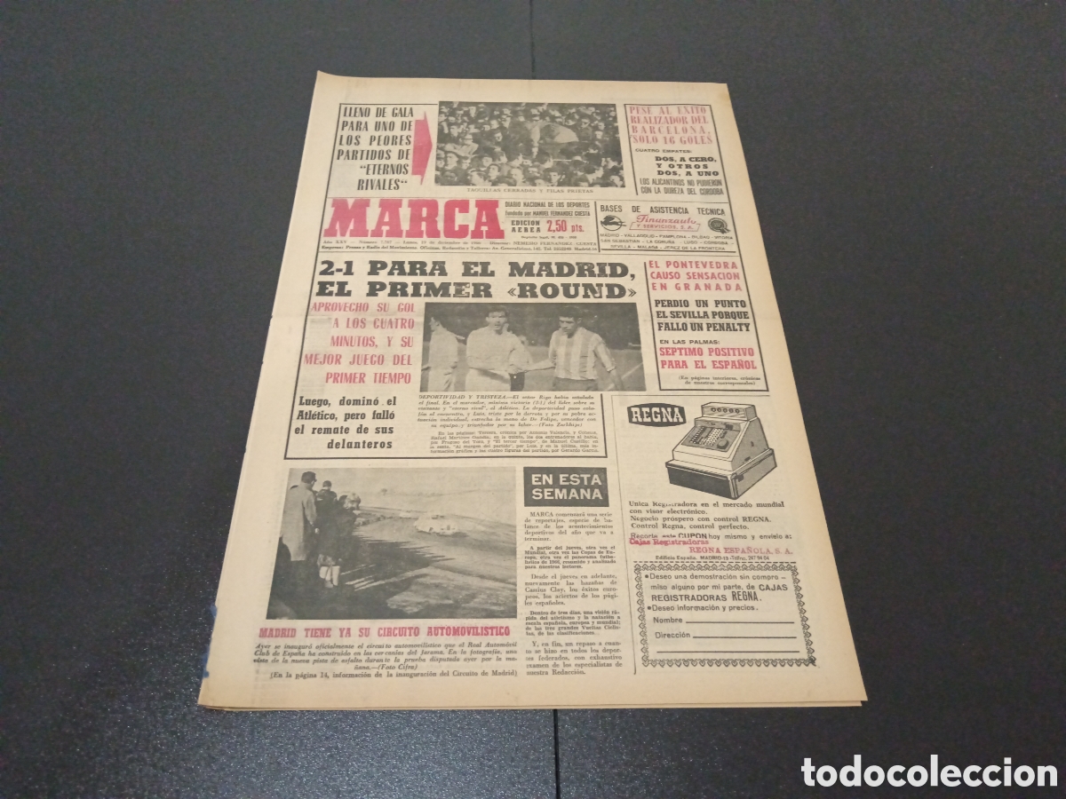Coleccionismo deportivo: MARCA 19/12/1966 - Foto 1