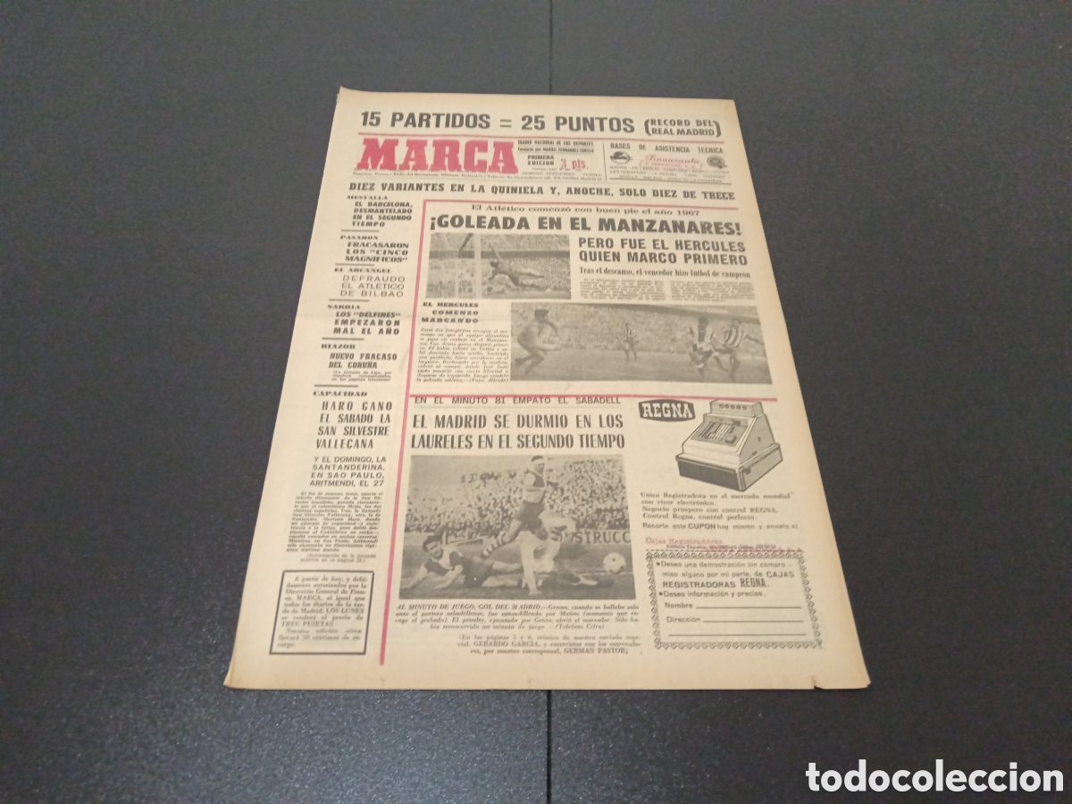 Coleccionismo deportivo: MARCA 02/01/1967 - Foto 1