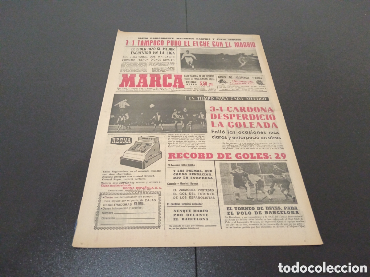 Coleccionismo deportivo: MARCA 09/01/1967 - Foto 1