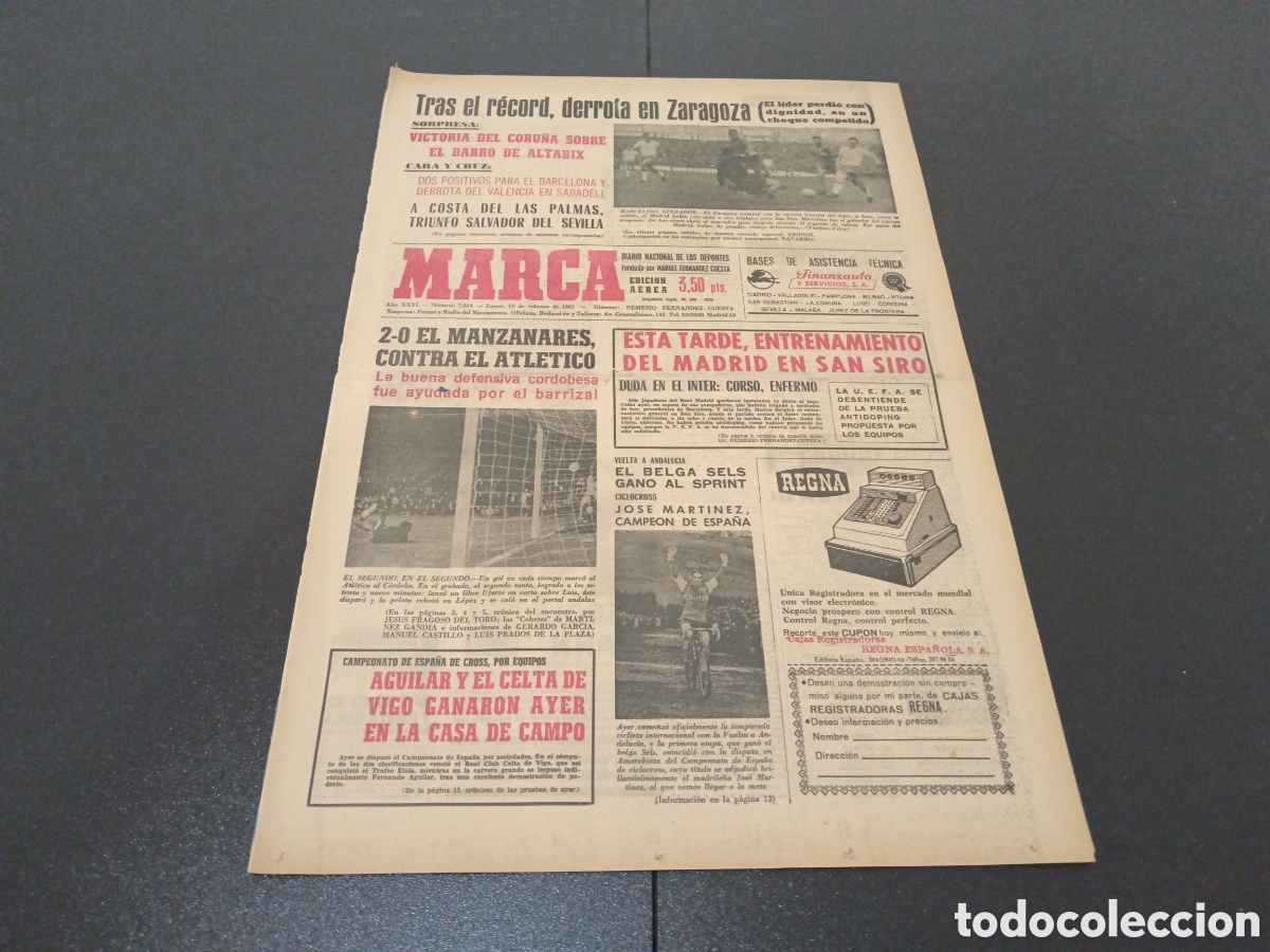 Coleccionismo deportivo: MARCA 13/02/1967 - Foto 1