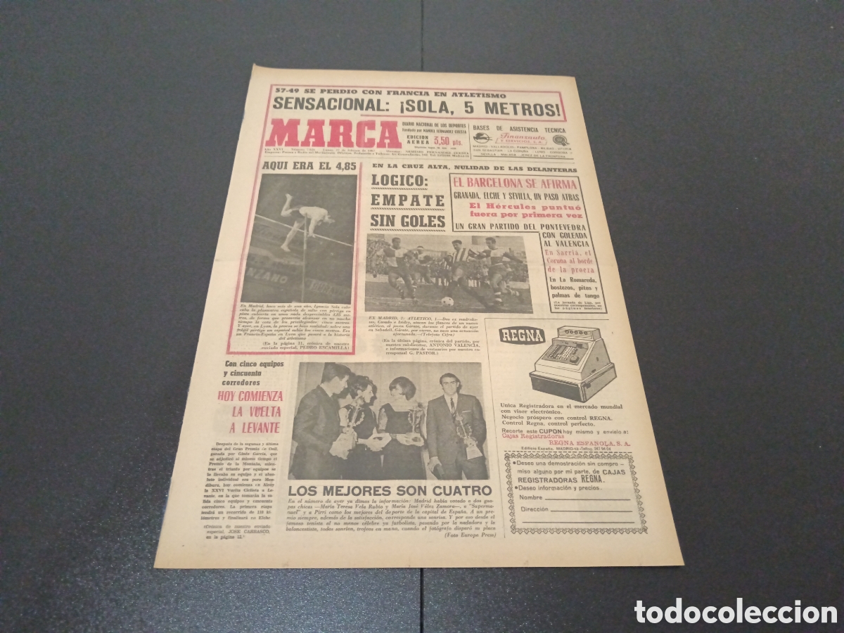 Coleccionismo deportivo: MARCA 27/02/1967 - Foto 1