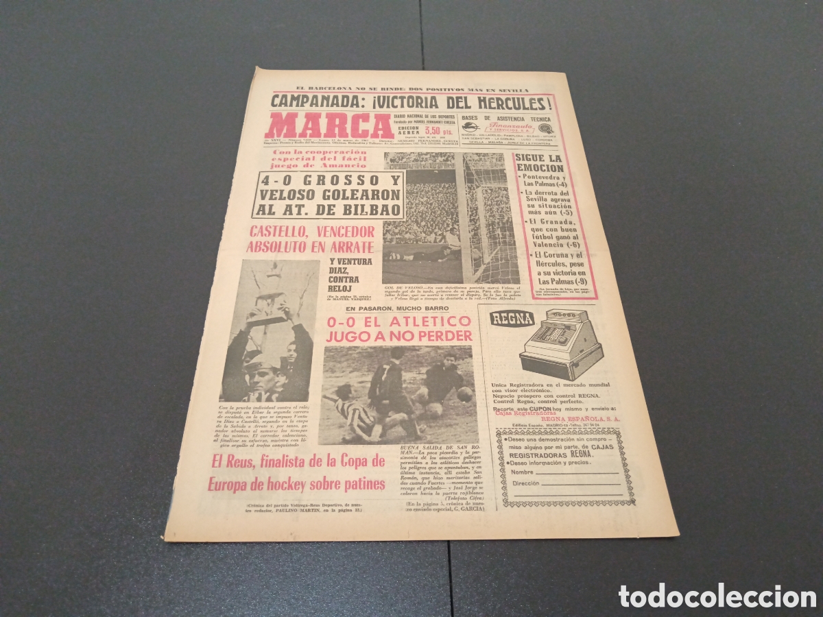 Coleccionismo deportivo: MARCA 13/03/1967 - Foto 1